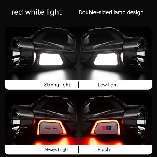 Warsun USB Rechargeable Solar Energy Camp Flashlights ABS Portable Waterproof Torch Work Light Outdoor Searchlight