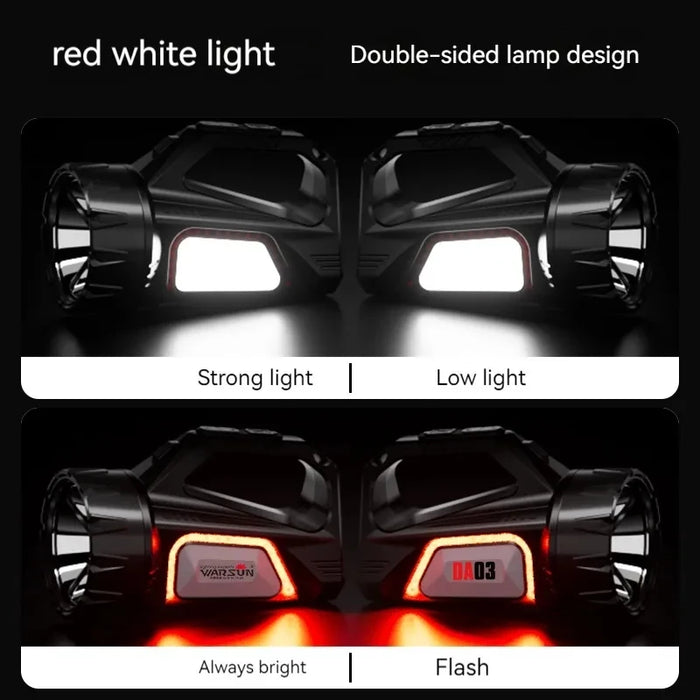 Warsun USB Rechargeable Solar Energy Camp Flashlights ABS Portable Waterproof Torch Work Light Outdoor Searchlight