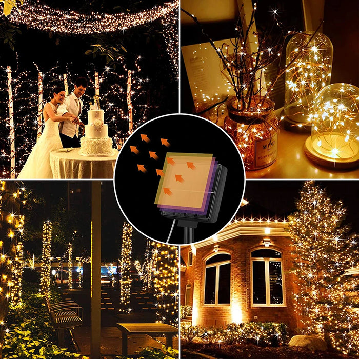 Solar Fairy Lights Outdoor Garland 50/100/200 LED String Garden Yard Tree Christmas Party Camping Waterproof Copper Wire Lamp