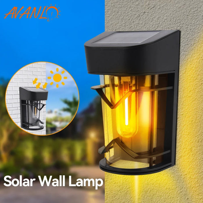 Solar Wall Lights Outdoor Porch Lights Fixture Solar Lantern Motion Sensor Waterproof Entryway Door Exterior Wall Lamp