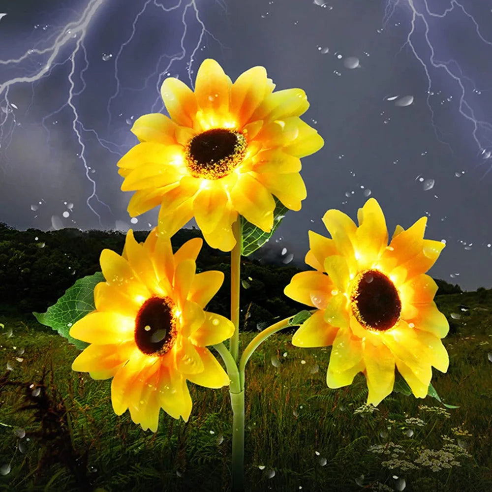 LED Solar Sunflowers Rose Flower Light Home Decorative Flower Lights Garden Decoration Lawn Lamp Waterproof Landscape Rose Light