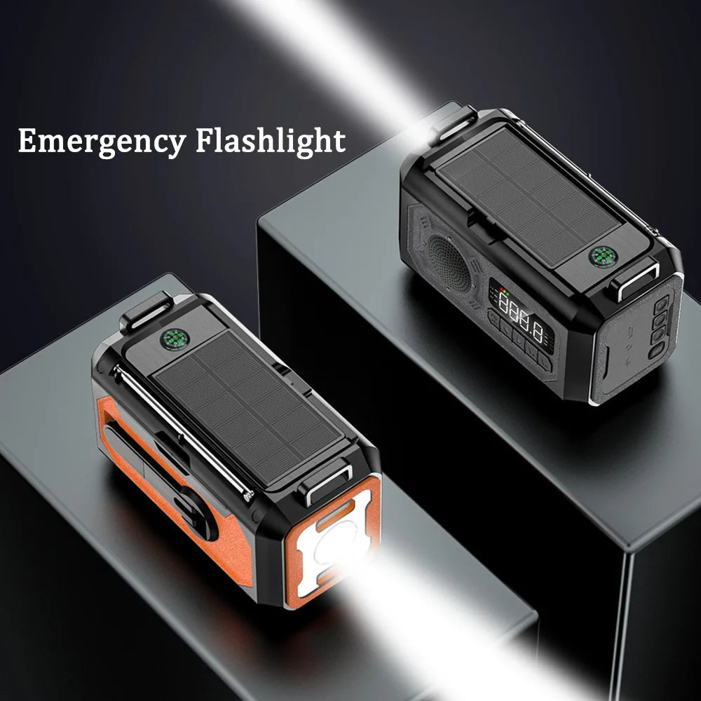AM/FM/NOAA Solar Hand Crank Radio 12000mAh Emergency Radio Reading Lamp Flashlight SOS Alarm Power Bank Speaker רדיו ופנס חירום