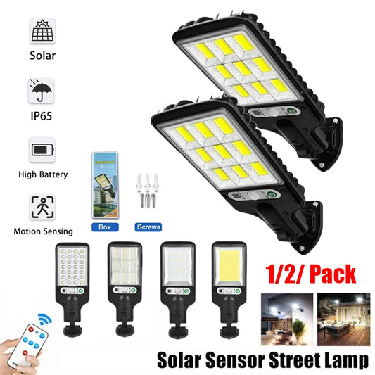 Solar Street Lights Outdoor 108COB LED Solar Lamp 1/2Pack With 3 Lighting Mode Motion Sensor Security for Garden Patio Path Yard