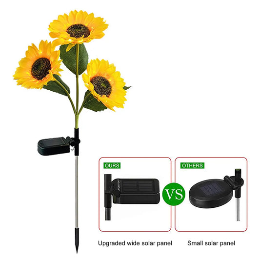 LED Solar Sunflowers Rose Flower Light Home Decorative Flower Lights Garden Decoration Lawn Lamp Waterproof Landscape Rose Light
