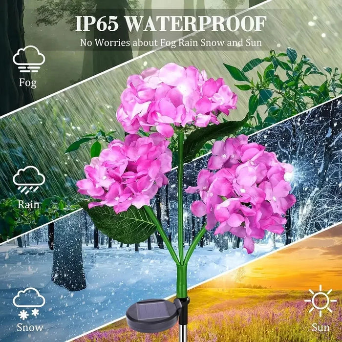 Solar Lights Solar Flowers Lights with 3 Head Hydrangea Flowers Waterproof for Garden Yard Patio Lawn Backyard Pathway Decor