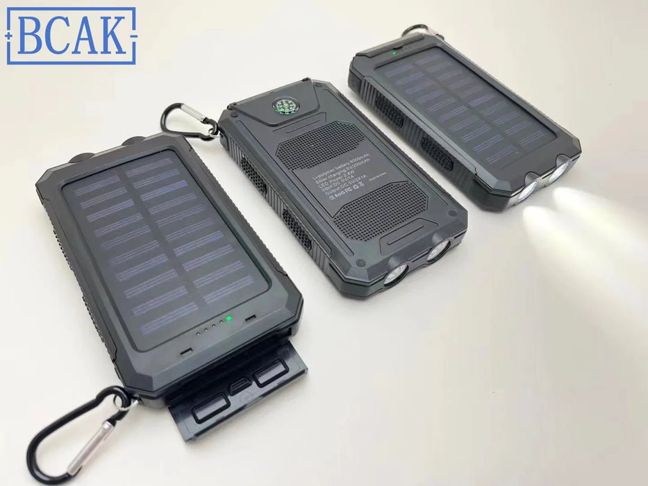 Hot New Style 200000mAh  Large Capacity Solar Power Bank New Portable With Lanyard Compass External Battery Outdoor Camping Char