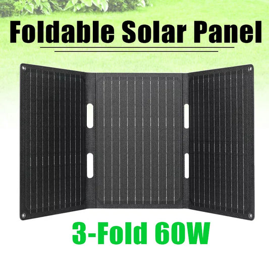 60W Portable Foldable Solar Panel Type-C/USB ETFE Solar Charger Outdoor Power Business Trip Hiking Camping Phone Power Generator
