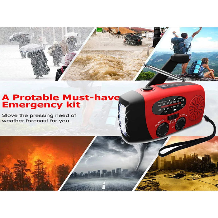 Solar Hand Crank RADIO Receiver US Mini Portable AM/FM Weather Radio With Multifunctional Flashlight Emergency Power supply/Bank