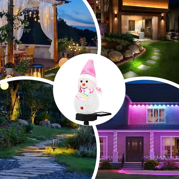 Snowman Stake Lights Solar Powered Snowman Lights Waterproof Solar Christmas Decorations Outdoor Solar Energy For Christmas
