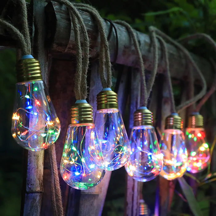 Solar Ball Lights 8M USB Charging 10 LEDs/Bulb 8 Modes Remote Control Waterproof Outdoor Decoration Warm White+RGB