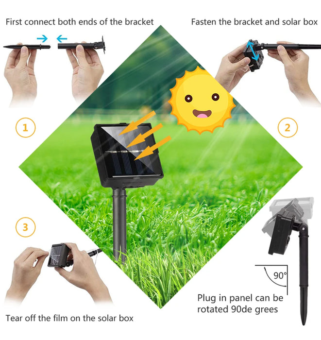 32M Solar String Fairy Lights Christmas Lights Outdoor Waterproof Garland Solar Power Lamp Christmas For Garden Decoration