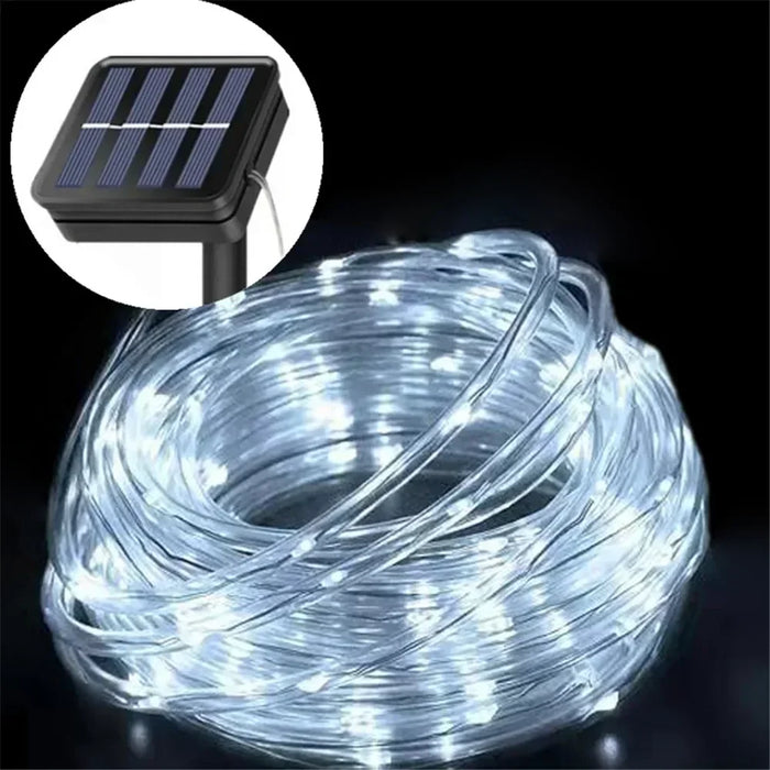LED Solar String Lights Garden Waterproof Tube Rope Lamp Christmas Garland Fairy Lights For Outdoor Holiday Decoration Lighting