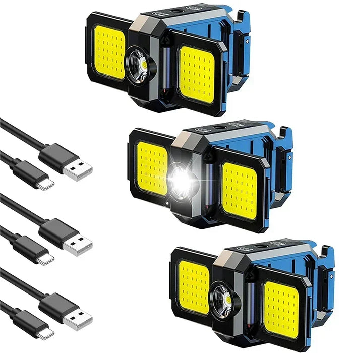 Mini Keychain Light 1000LM COB LED XPE Pocket Work Light USB Rechargeable Flashlight IPX4 Waterproof for Outdoor Camping Hiking