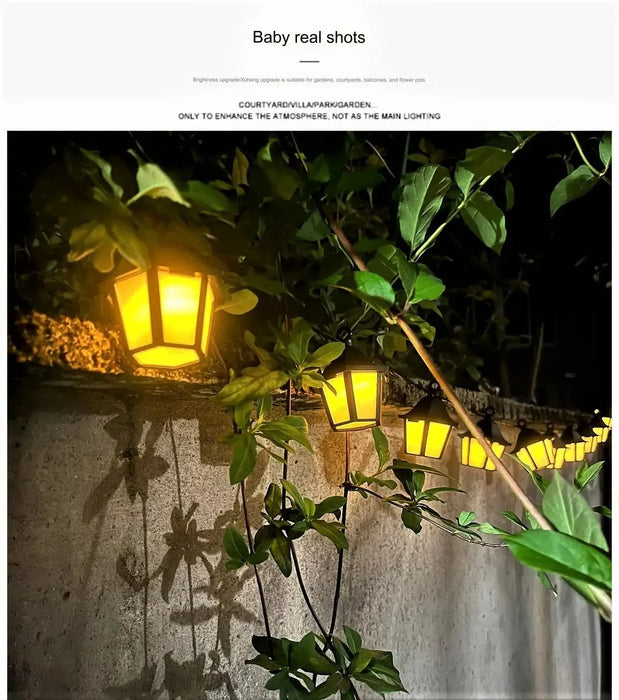 Solar Lantern String Light Outdoor Waterproof Lamp Retro Patio Fairy Light for Eaves Yard Garden Fence Balcony Christmas Decor