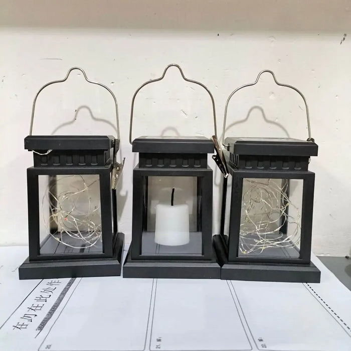 Waterproof Solar Hanging Lantern Hanging Luminous Simulated Candle Lanterns Atmosphere Night Lights Led Wind Lights Outdoor