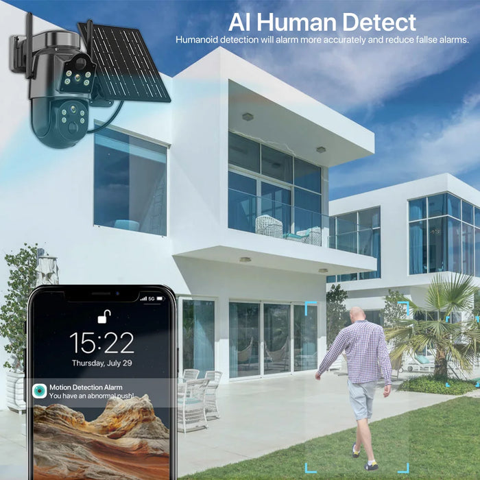 Solar Camera 365 Days Long Standby PIR Wifi Outdoor Dual Lens 4MP HD PTZ IP Camara 7.6W Solar Panel CCTV Security Camera ICSee
