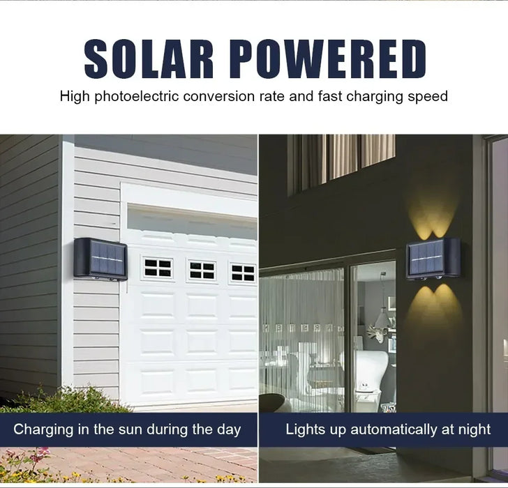 Christmas10/8/6/4LED Solar Wall Lamp Outdoor Waterproof Up and Down Luminous Lighting for Garden Fence Decoration Sunlight Light