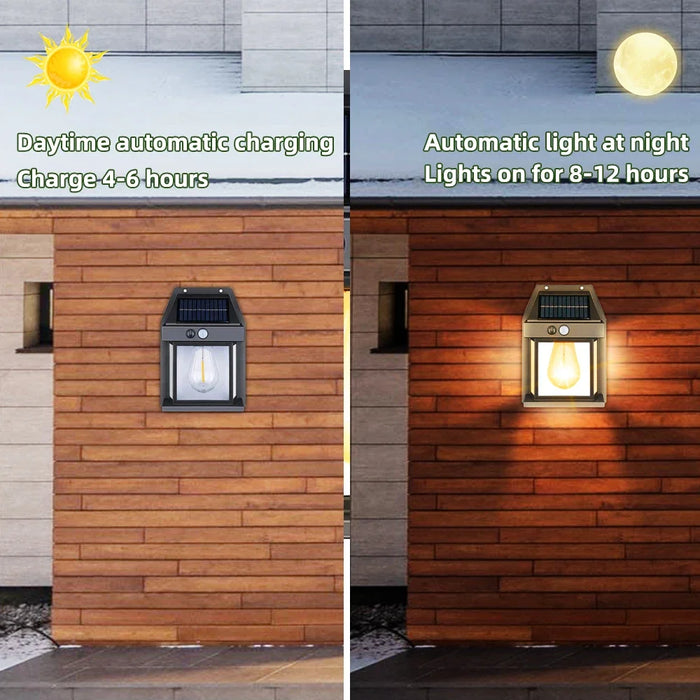 Solar Wall Light Outdoor Sconce Motion Sensor Lamp Waterproof Exterior Lighting Fixtures For House Patio Porch Garage