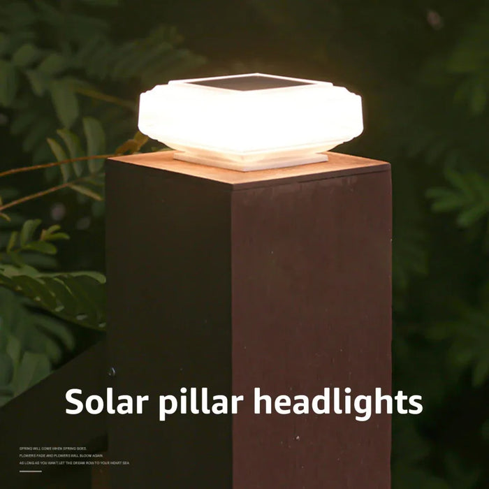 Solar Post Lights Clear Lampshade Waterproof Solar Deck Fence Cap Light Warm Light Outdoor Square Street Lamp For Garden Patio