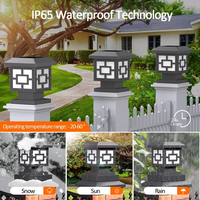 Outdoor Solar Stigma Post Cap Lights, Waterproof LED Bulb Included, Lawn Landscape Pillar Head Lamp for Garden, Patio, Pathway