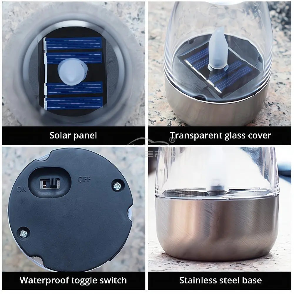 Solar LED Lights Stainless Steel Candle Outdoor Courtyard Lamp Decorative Atmosphere Halloween Candlelight Dinner Night lights