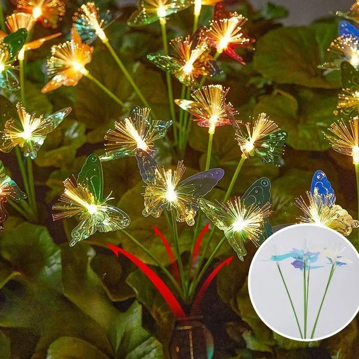 Solar Butterfly Fiber Optic Flower LED Solar Lights Outdoor Wedding Party Decor Garden Garland Lawn Lamp for Yard Patio Decor