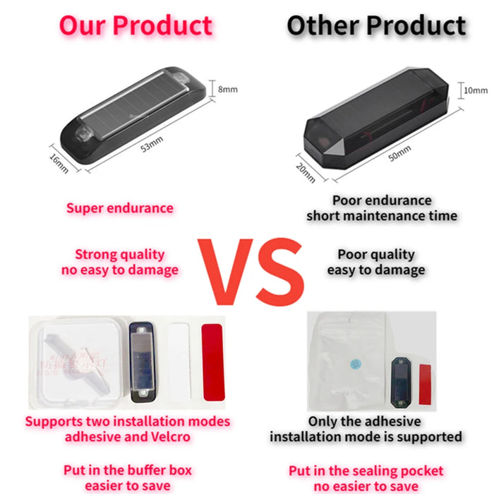 Solar warning light car rear collision prevention free breathing light motorcycl Electric vehicle bicycle LED tail flashing ligh