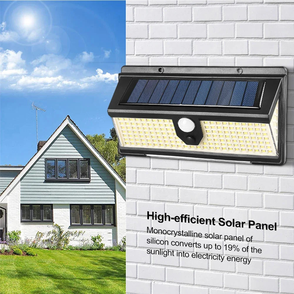 1PC Solar Wall Lights 190LED Outdoor Solar Wall Lamp PIR Motion Sensor Solar Decor Street Lamp IP65 Waterproof Garden Wall Light