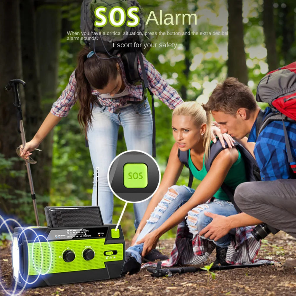 AM/FM Radio Portable Emergency Radio Solar Hand Crank Weather Radio USB Charging SOS Alarm LED Flashlight Power Bank Wholesale