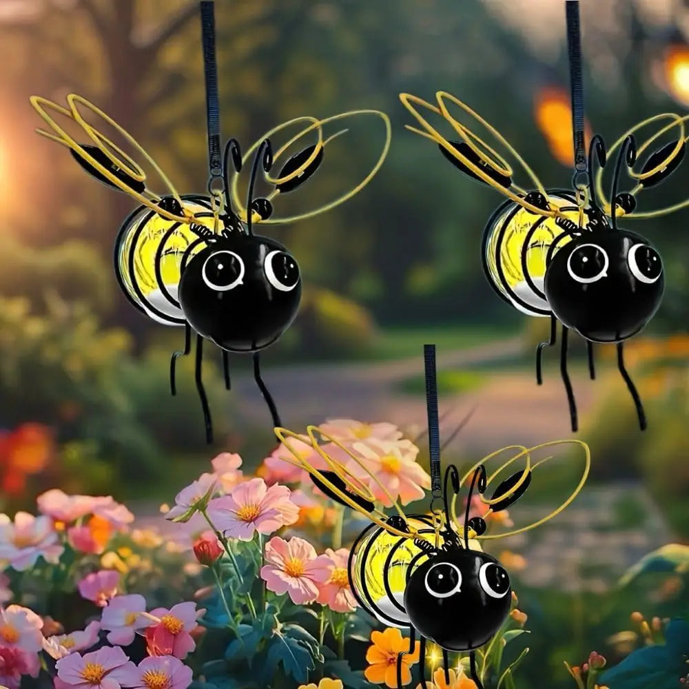 Solar Bees Lights Outdoor 2025 ， Christmas, Yard, Patio, Porch (yellow-2pcs)