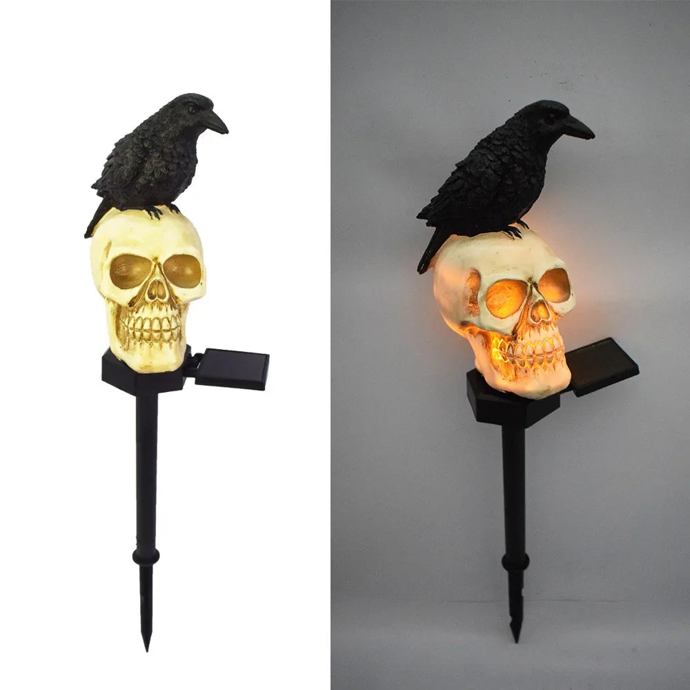 Halloween outdoor lights, waterproof solar Christmas tree pumpkin garden stake lights, Santa Claus crow skull panda decoration