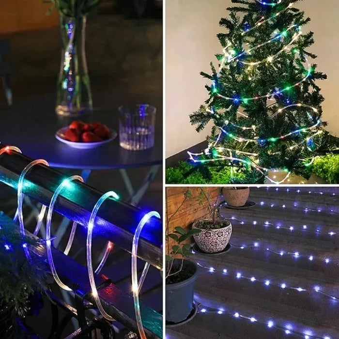Solar Led Light Outdoor 7M 12M 22M Tube Solar Powered String Light Waterproof Garden Decoration Wedding Christmas Tree Lamp