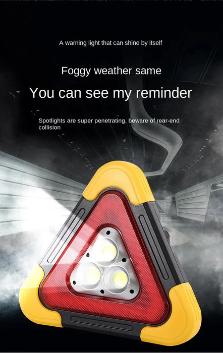 3 in 1 Solar Car Emergency Triangular Warning Light Safety Emergency Breakdown Alarm Lamp Portable Solar Light Camping Working