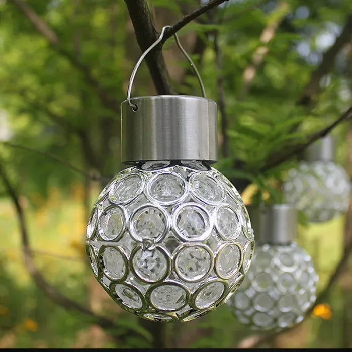 Outdoor Solar LED Hanging Lantern, Waterproof Hollow-Out Ball Lamp for Garden, Yard, and Patio Decoration
