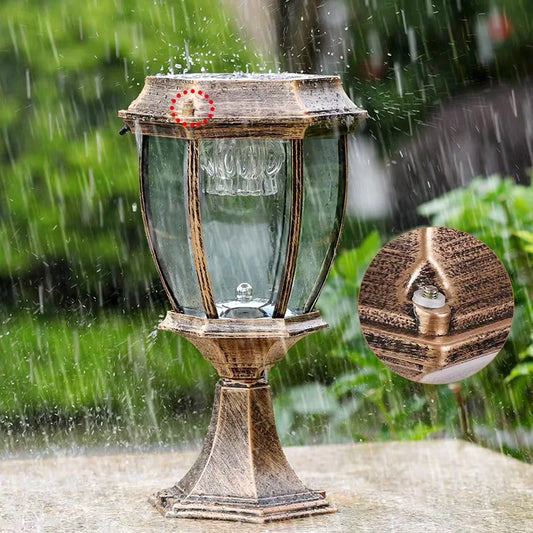 Villa Retro Column Lamps Solar Panel Spotlights LED Light Outdoor Pillar Solar Post Lamp For Patio Garden Decor IP55 Waterproof