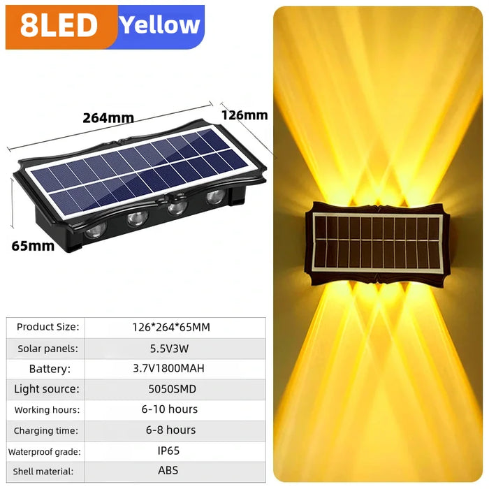 Solar LED Light Wall Lamp Outdoor Waterproof High Brightness Up And Down Luminous Lighting for Outdoor Garden Decoration