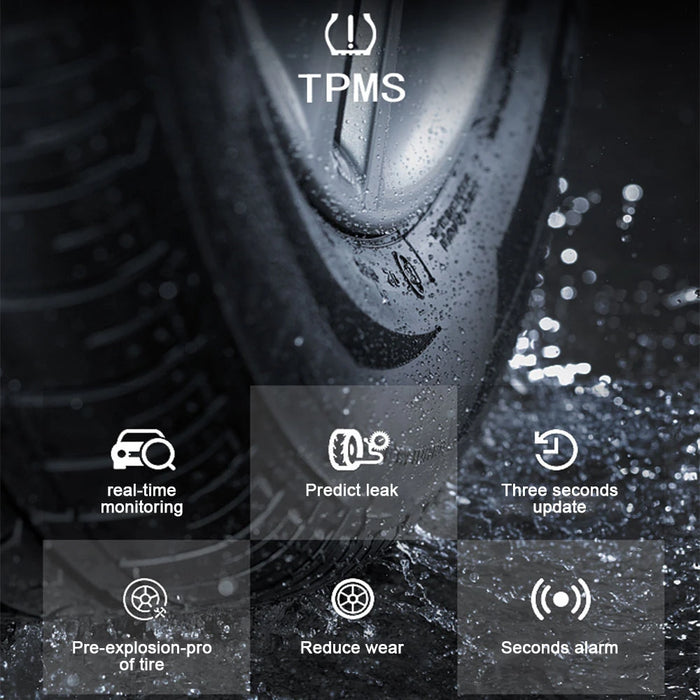 Solar Power Car Tire Pressure Alarm Digital Display Auto Smart Tpms Tire Pressure Monitor System Temperature Warning with Sensor