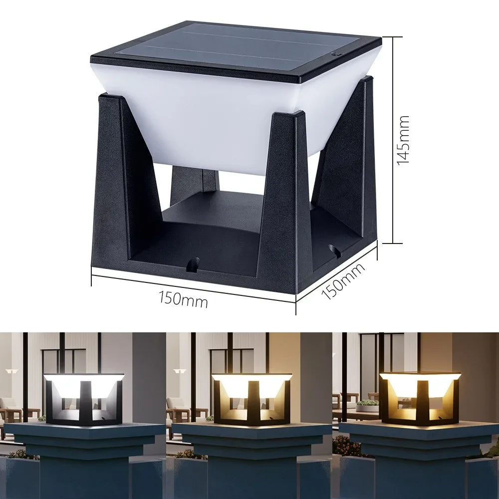 Solar Pillar Lights for Fence Garden Waterproof Landscape Column Lighting Modern LED Solar Cap Lamp for Flat Surfaces Lighting
