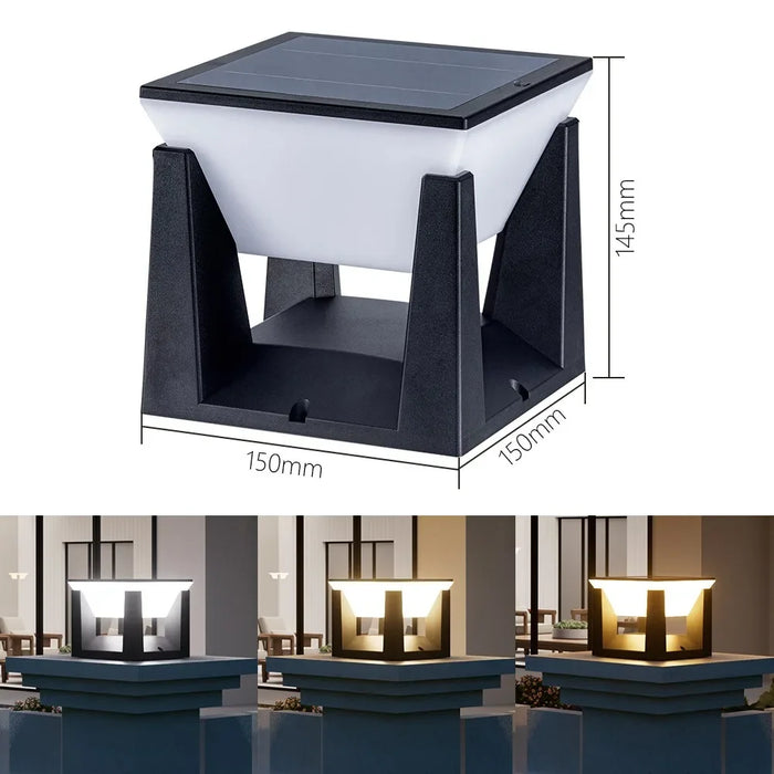 Solar Pillar Lights for Fence Garden Waterproof Landscape Column Lighting Modern LED Solar Cap Lamp for Flat Surfaces Lighting