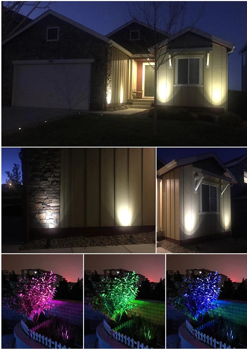 Bright 7LED Solar Landscape Spotlights Outdoor Adjustable 2-in-1 Wall Light for House Yard Garden Solar Powered Outdoor Lighting