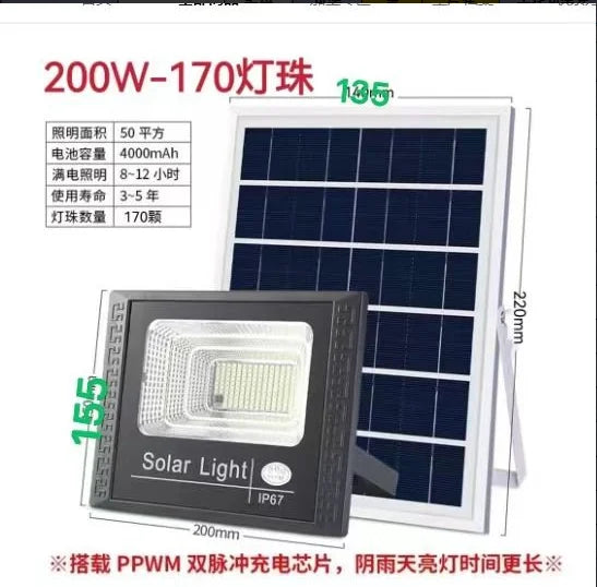 Outdoor LED Solar Flood Light 30W50W100W200W300W500W Outdoor Waterproof Spotlight Solar Remote Control Reflector LED Street Lamp