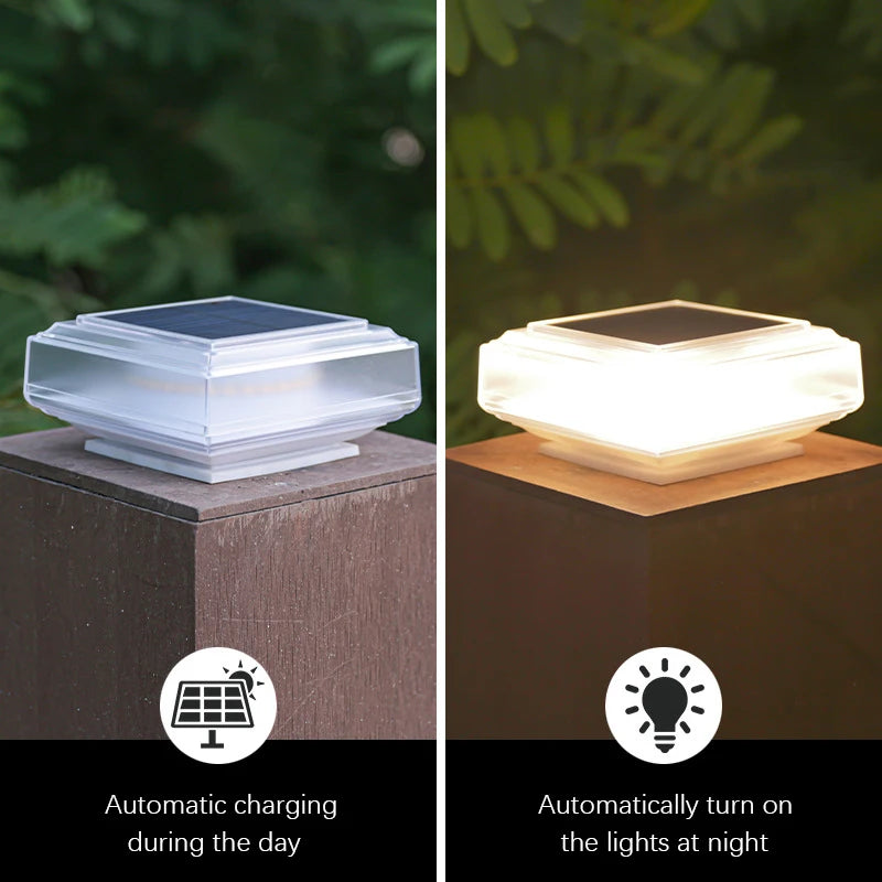Solar Fence Post Lamp IP65 Waterproof Automatic Day Night Light Landscape Lighting for Outdoor Pathway Garden Camping Home Decor