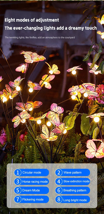 Solar Butterfly LED Fairy Lights Outdoor Waterproof Firefly String Lights For Garden Lawn Yard Decor Wedding Party Warm White