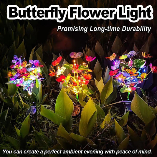 Solar Led Butterfly Flower Light Lights For Decoration Outdoor Panel Fence Lighting Garden Waterproof Landscape With Lawn Ground