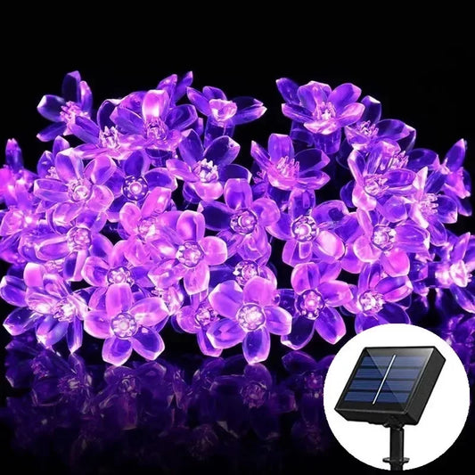 Solar Fairy String Light Sakura Garlands 5/7/12/22M Peach Flower CherryLED Lamp For Wedding Party Garden Christmas Outdoor Decor
