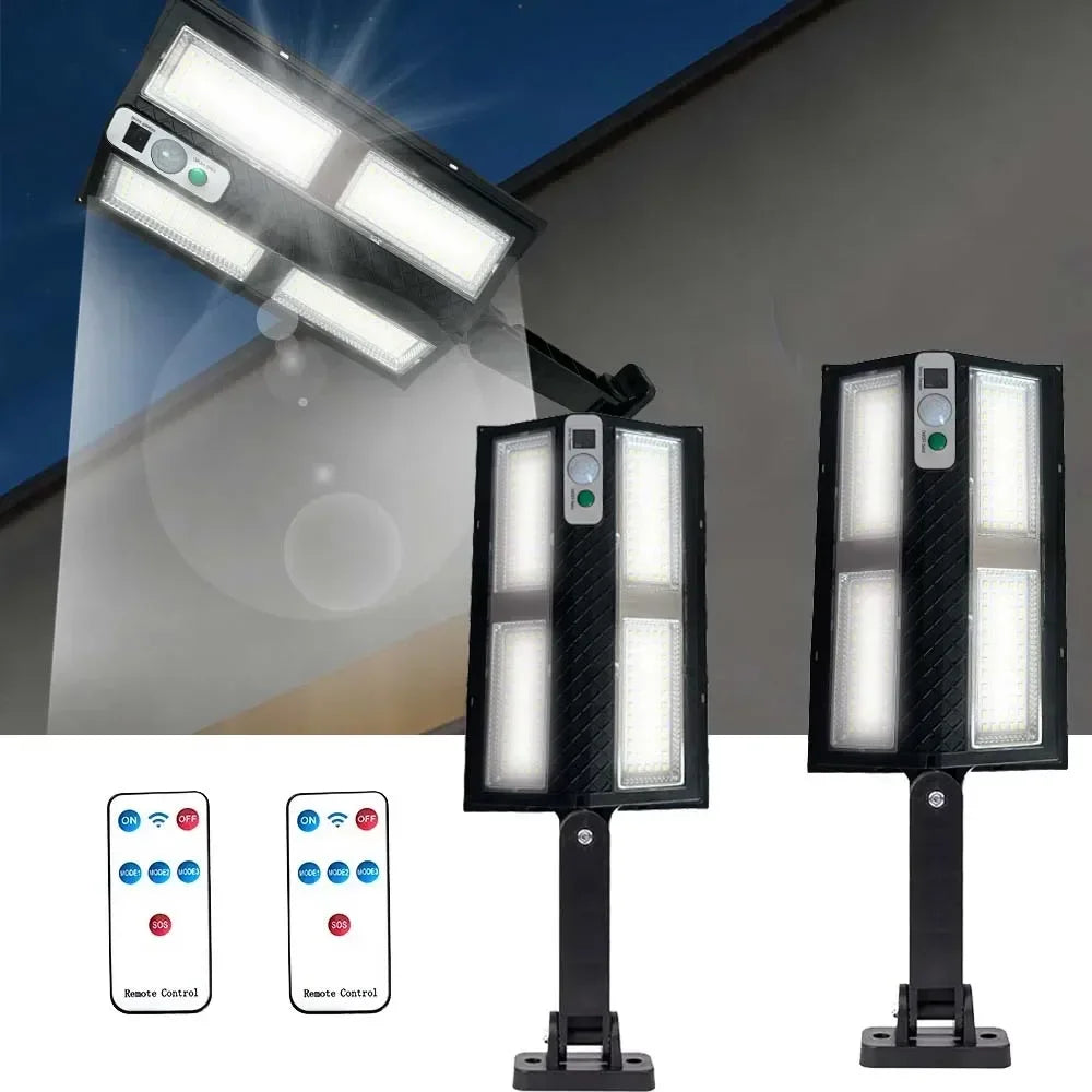 Outdoor Solar Street Light with Remote Control Solar Security Light 6500K Dusk to Dawn Motion Sensor Light for Garden Patio