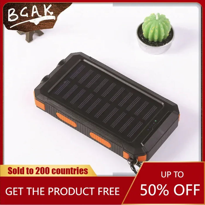 Hot New Style 200000mAh  Large Capacity Solar Power Bank New Portable With Lanyard Compass External Battery Outdoor Camping Char