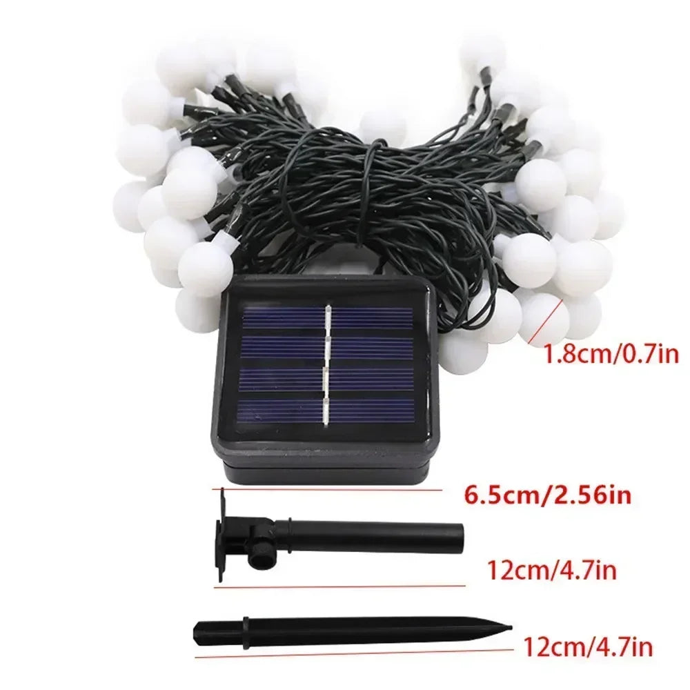 Solar String Light Outdoor Small Ball Lights with 8 Modes Waterproof Solar Powered Patio Light for Garden Christmas Halloween