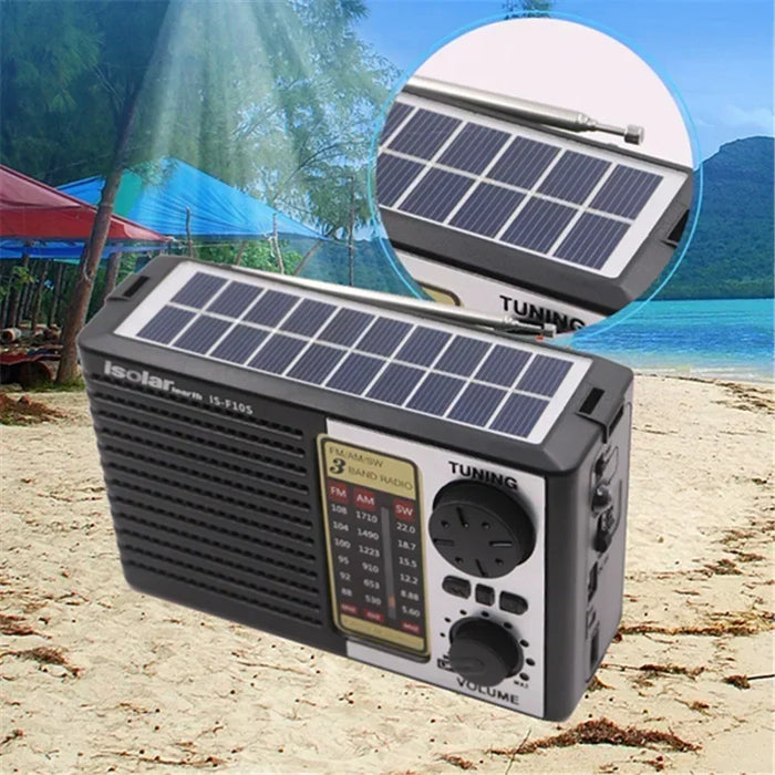 Multi Band FM Radio Solar Charging Emergency Radio with LED Lights Wireless Bluetooth Speaker Supports TF USB FM / AM / SW Radio