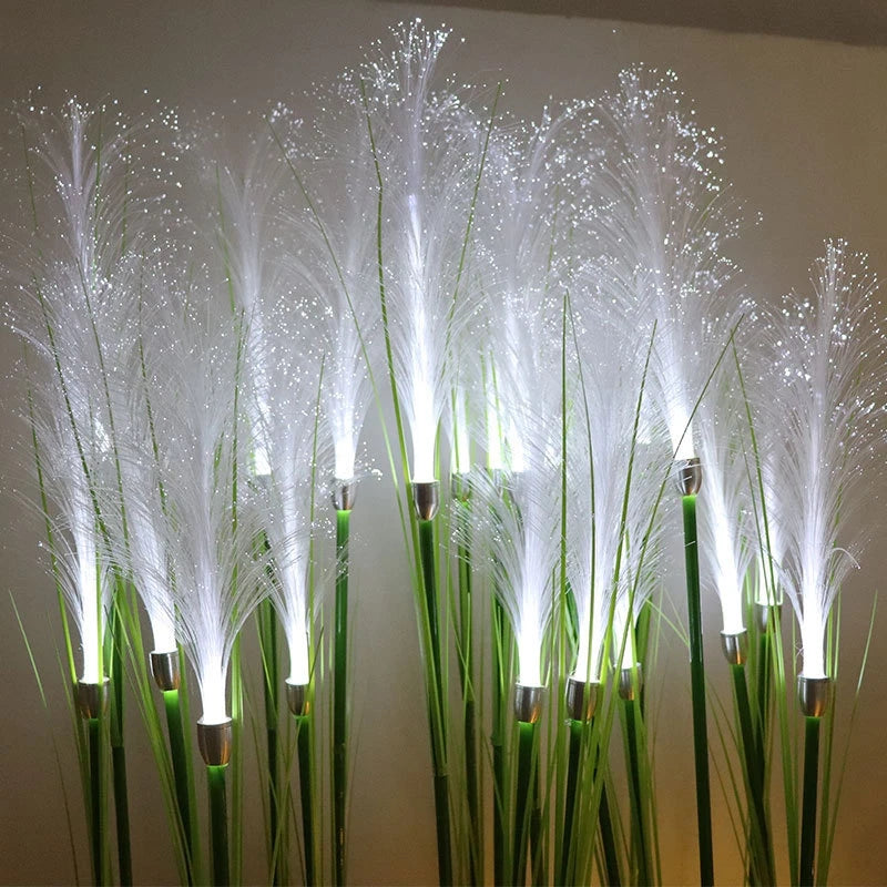 Solar Garden Landscape Lights Sunlight Lawn Lamp Simulation Bulrush Flower Optical Fiber Lamp Outdoor Waterproof Path Lighting